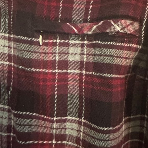 Fashion Bug Vintage Women's Red Black Plaid Flannel Zip Up Shirt Shacket Large - Picture 3 of 9